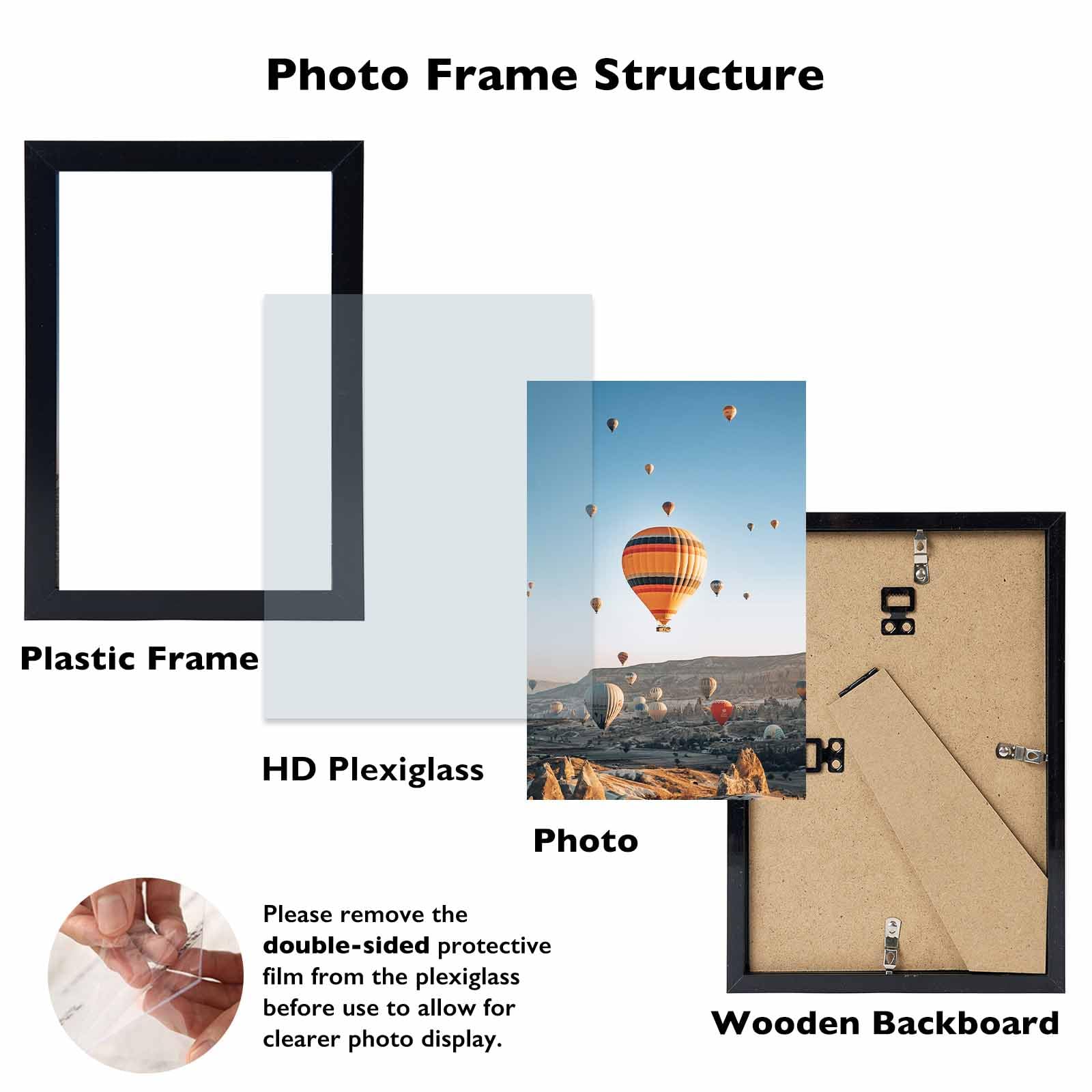 JCJMY 7x9 Picture Frame Set of 2 Black for Wall Hanging or Tabletop- Wall Mounting Horizontally or Vertically, 7 x 9 Wall Galler
